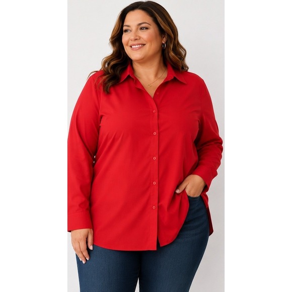 Coldwater Creek Tops - Coldwater Creek Women's Blouse 3x 24 Button Up Long Sleeve Deep Red
